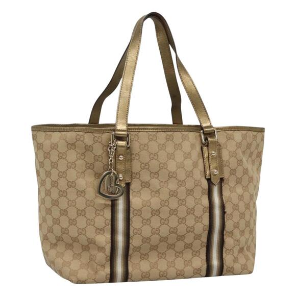 GUCCI GG Canvas Sherry Line Tote Bag Beige Black - Picture 1 of 16